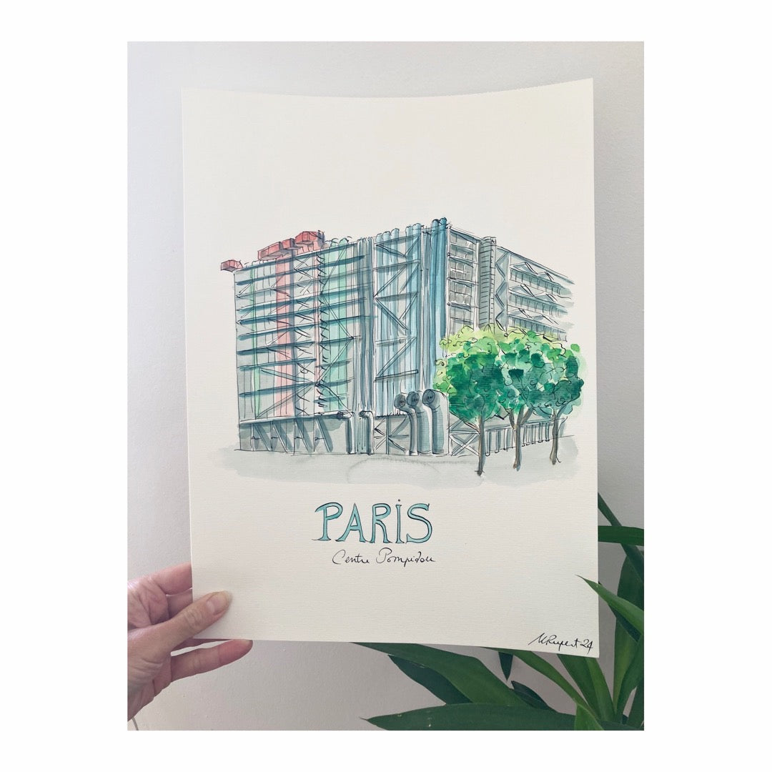 Original drawing of Paris, Centre Pompidou