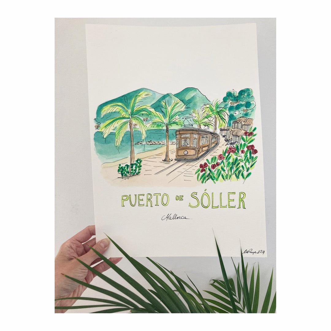 Original drawing of Mallorca, Puerto de Sóller