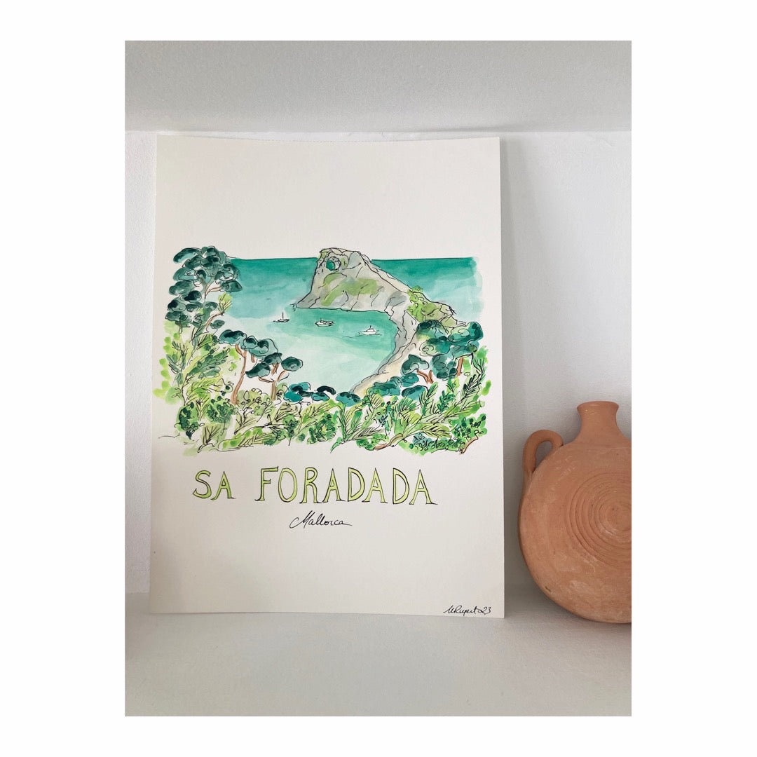 Original drawing of Mallorca, Sa Foradada