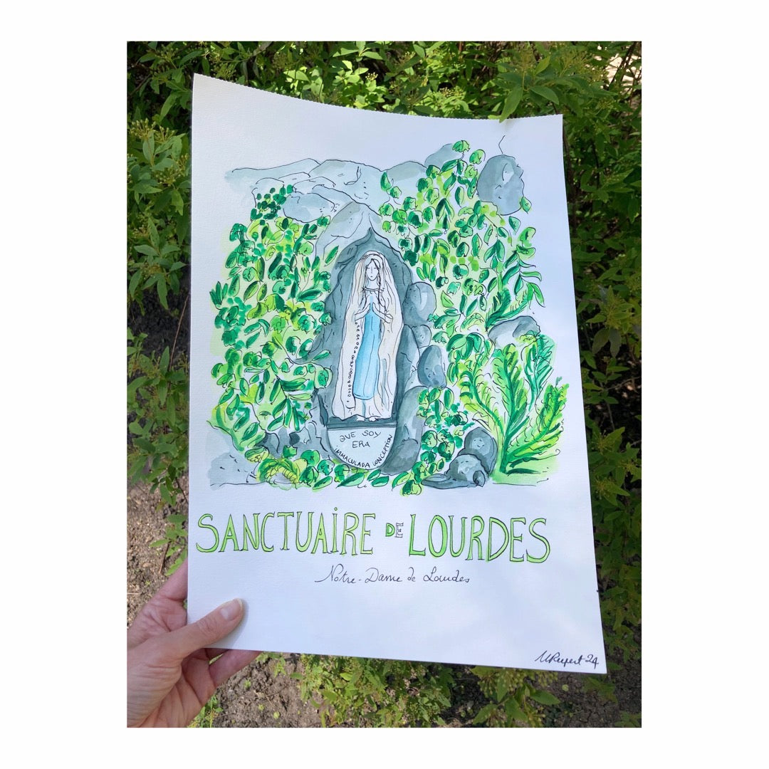 Original drawing of Sanctuary of Lourdes, Notre-Dame de Lourdes