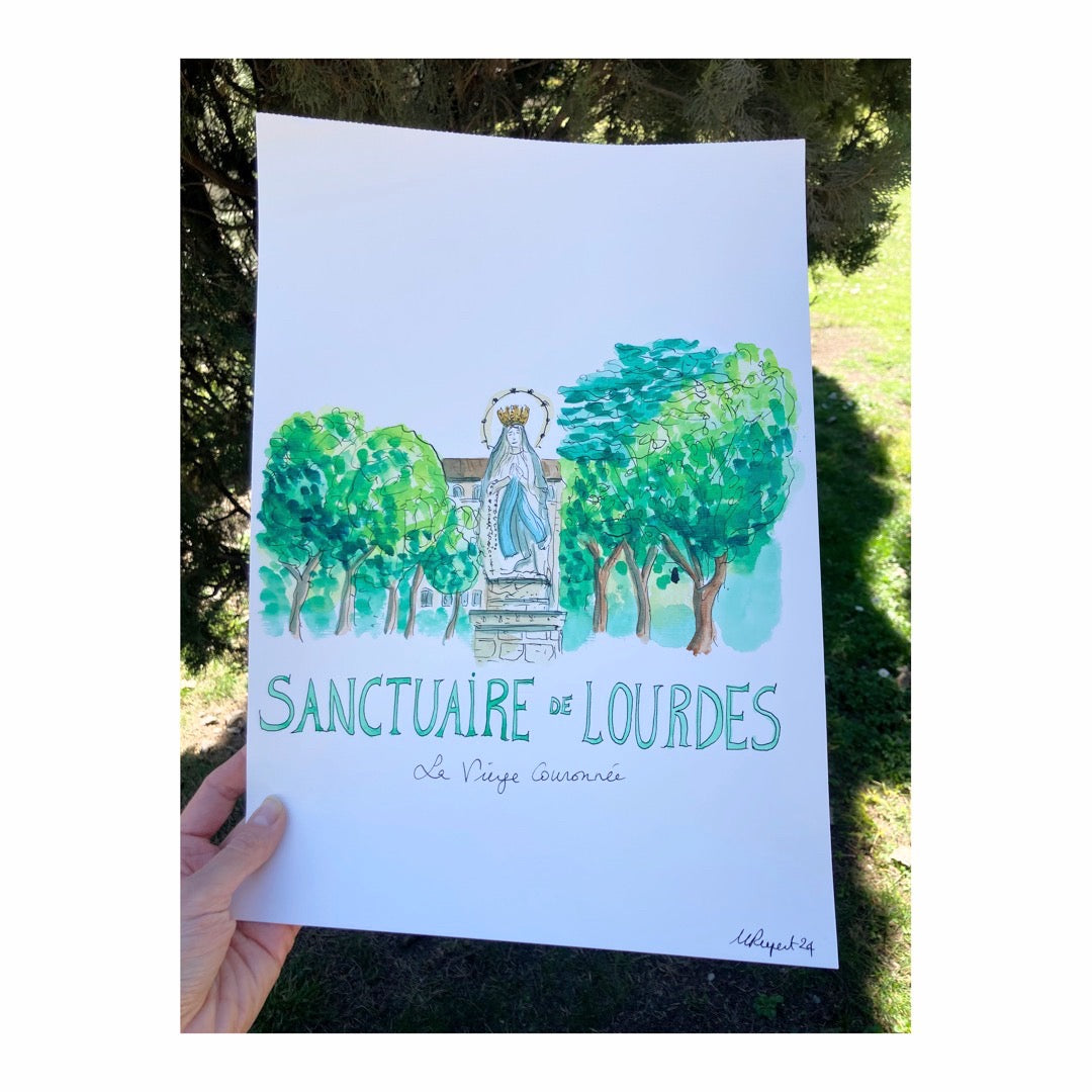 Original drawing of Sanctuary of Lourdes, Vierge couronnée