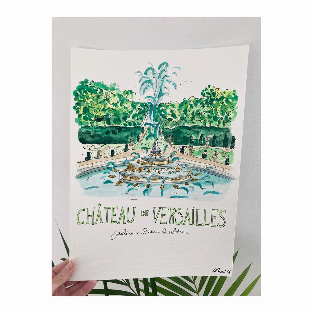Original drawing of Château de Versailles, Bassin & jardin de Latone