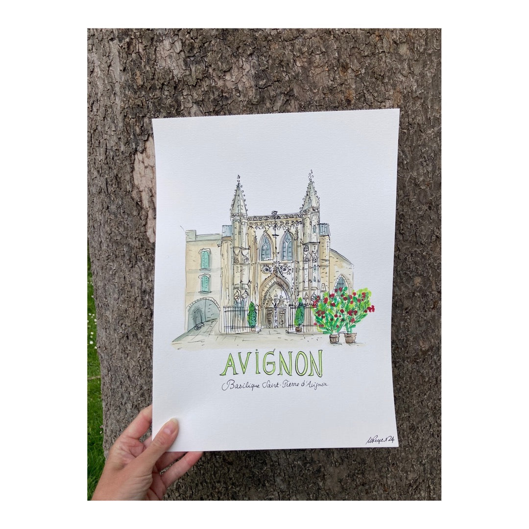 Original drawing of Avignon, Basilique Saint-Pierre d'Avignon