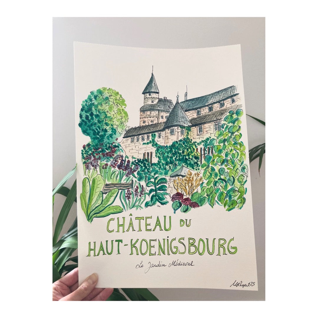 Original drawing of Château du Haut-Koenigsbourg, jardin Médieval