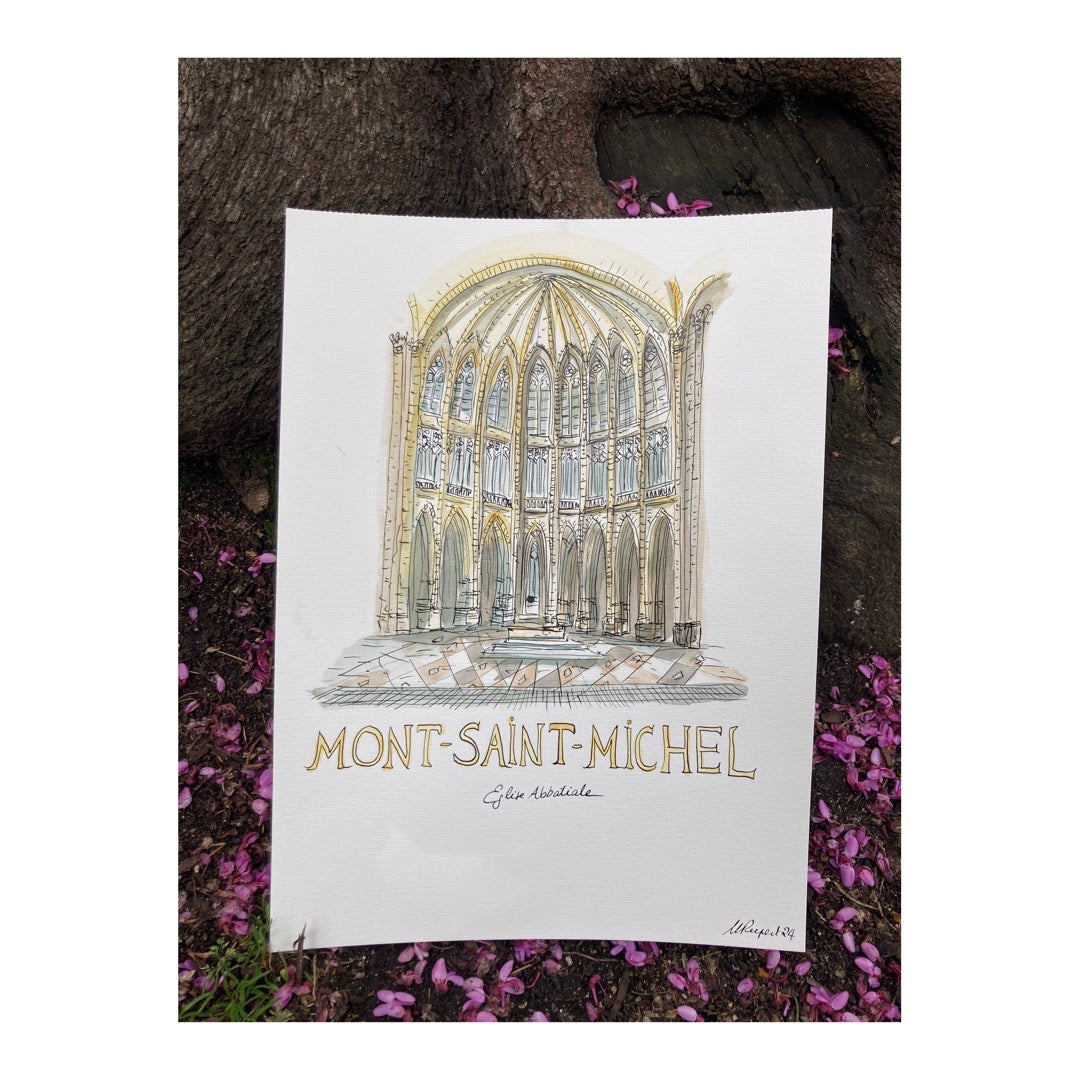 Original drawing of Mont Saint-Michel, Sanctuaire, Abbaye