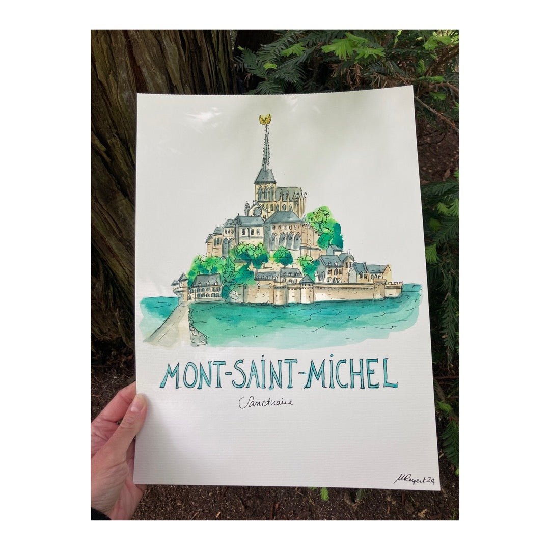 Original drawing of Mont Saint-Michel, Marée haute