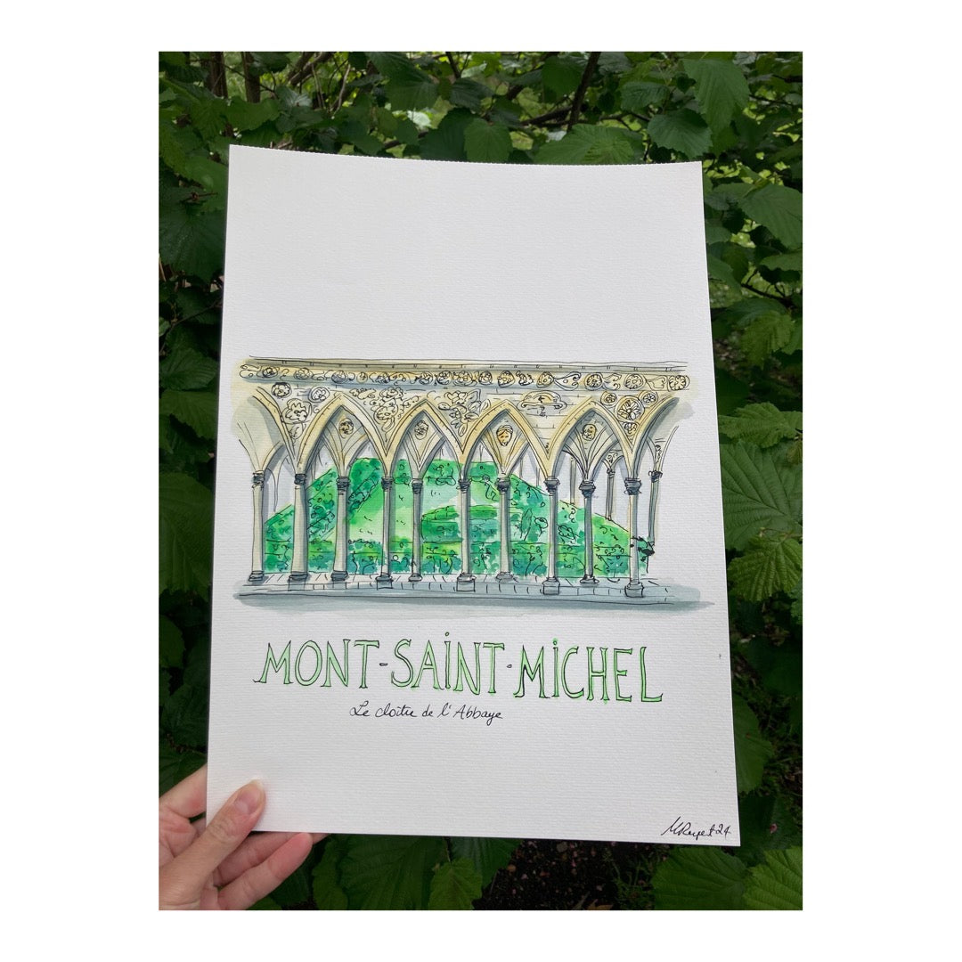 Original drawing of Mont Saint-Michel, cloître