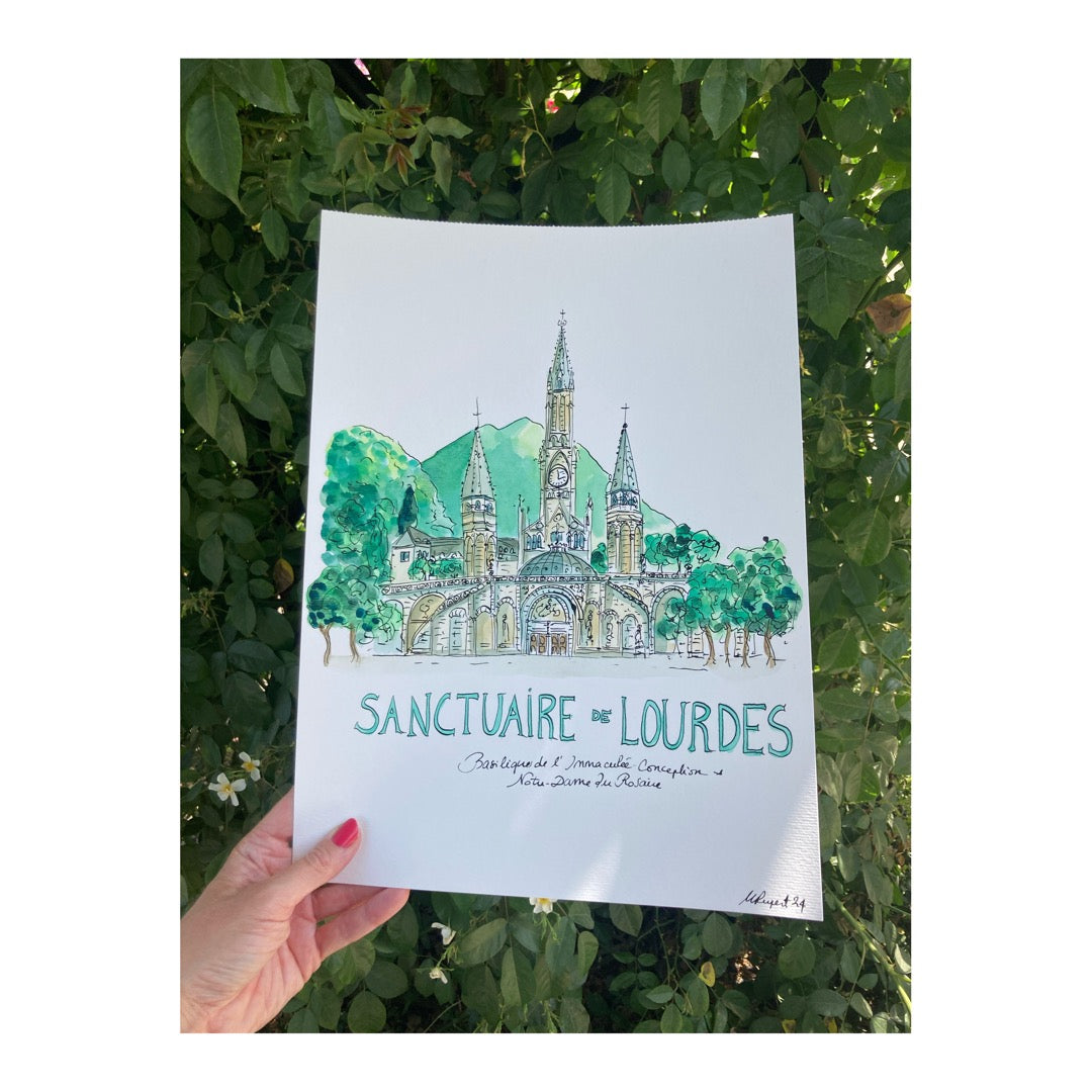 Original drawing of Sanctuary of Lourdes, Francia