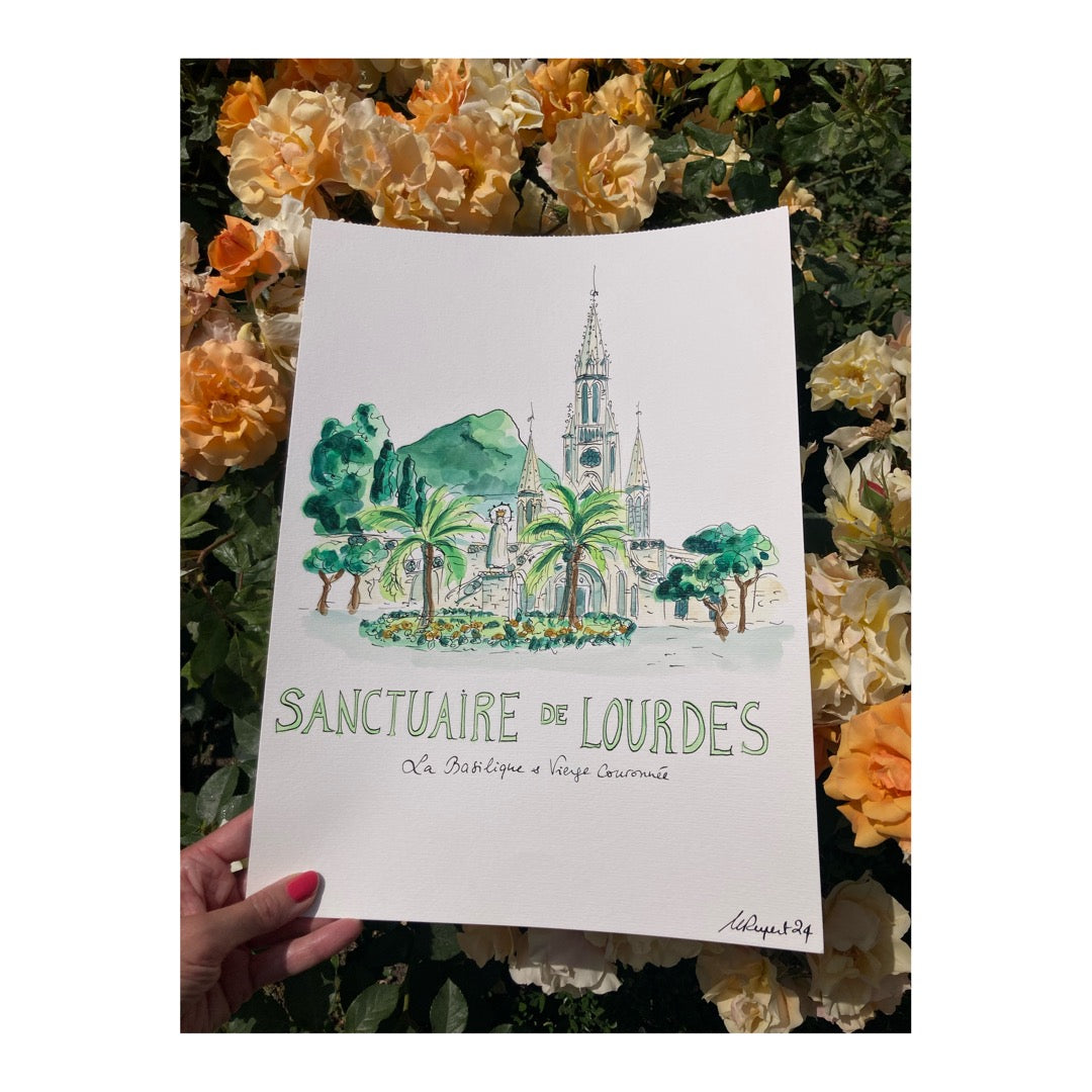 Original drawing of Sanctuary of Lourdes, Francia