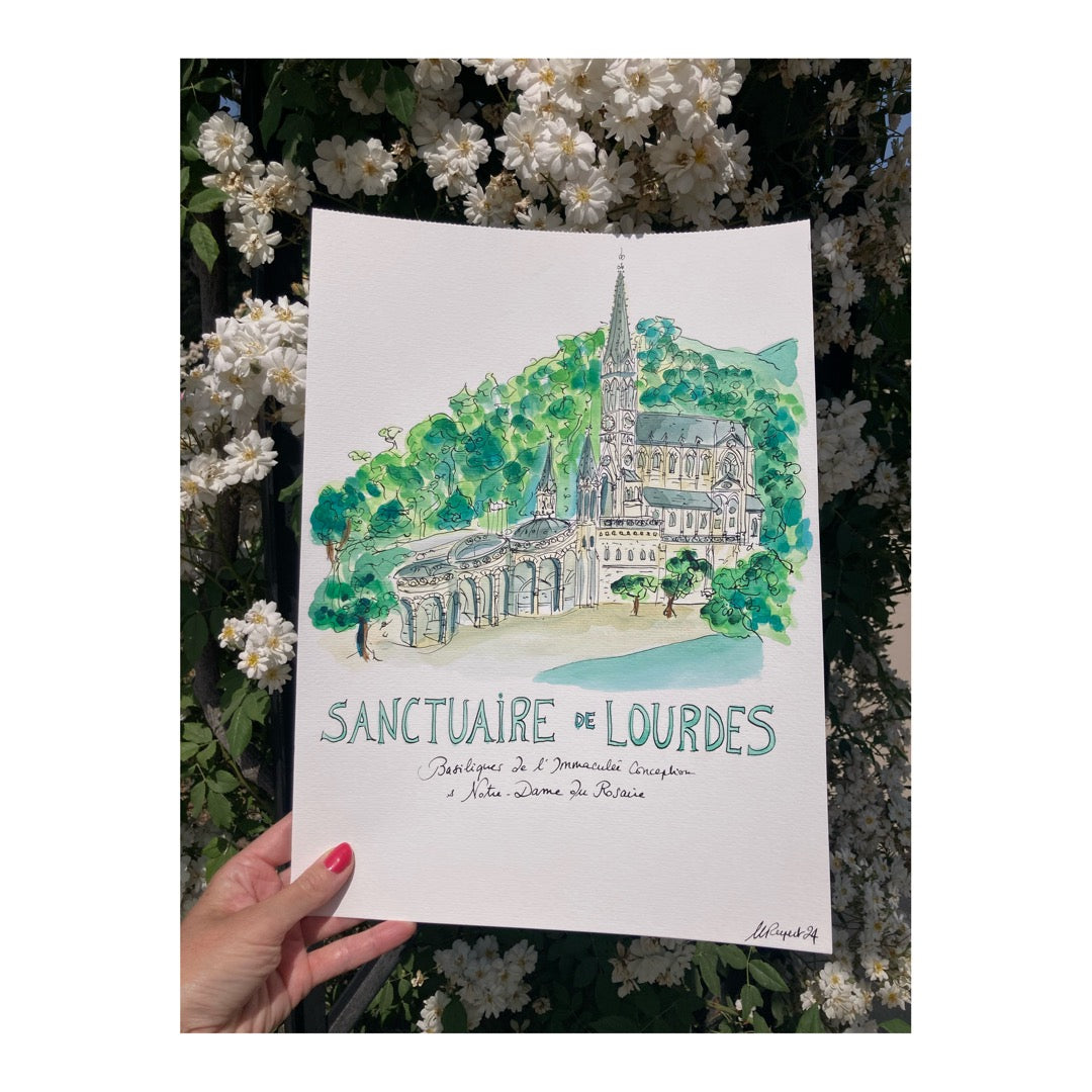 Original drawing of Sanctuary of Lourdes, Francia