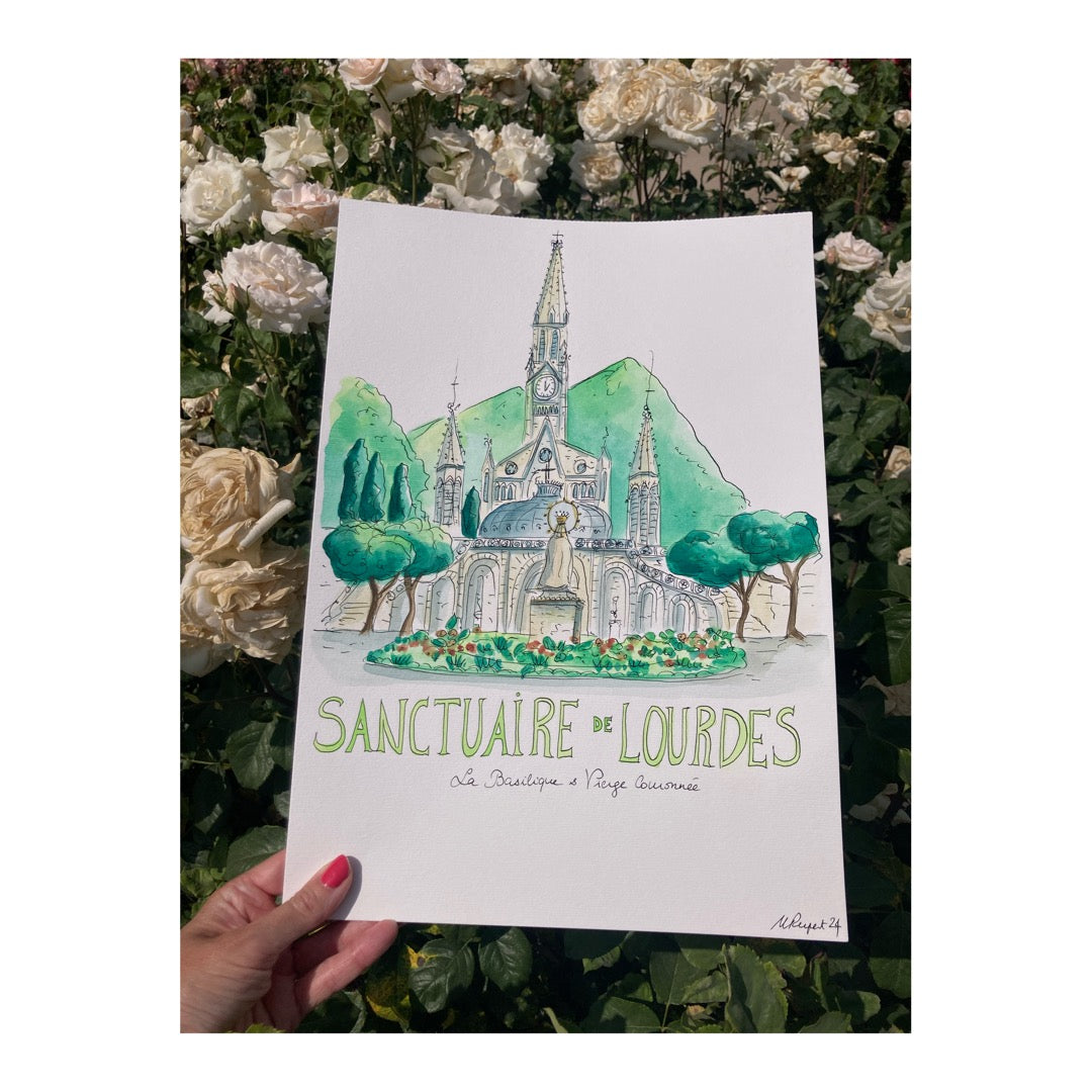Original drawing of Sanctuary of Lourdes, Francia