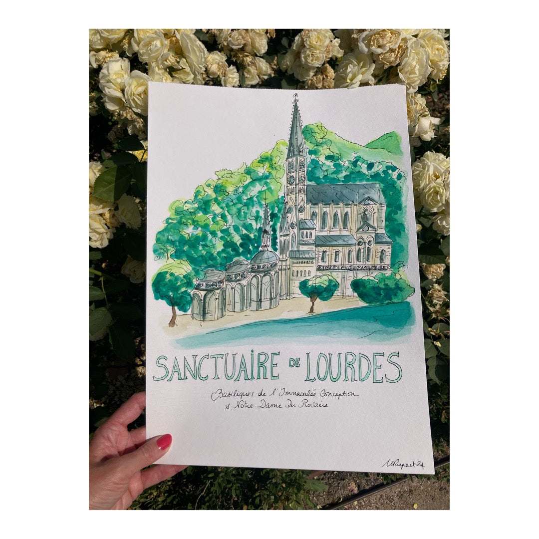 Original drawing of Sanctuary of Lourdes, Francia