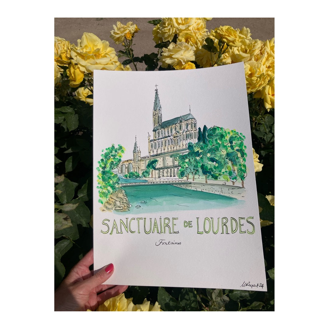 Original drawing of Sanctuary of Lourdes, Francia