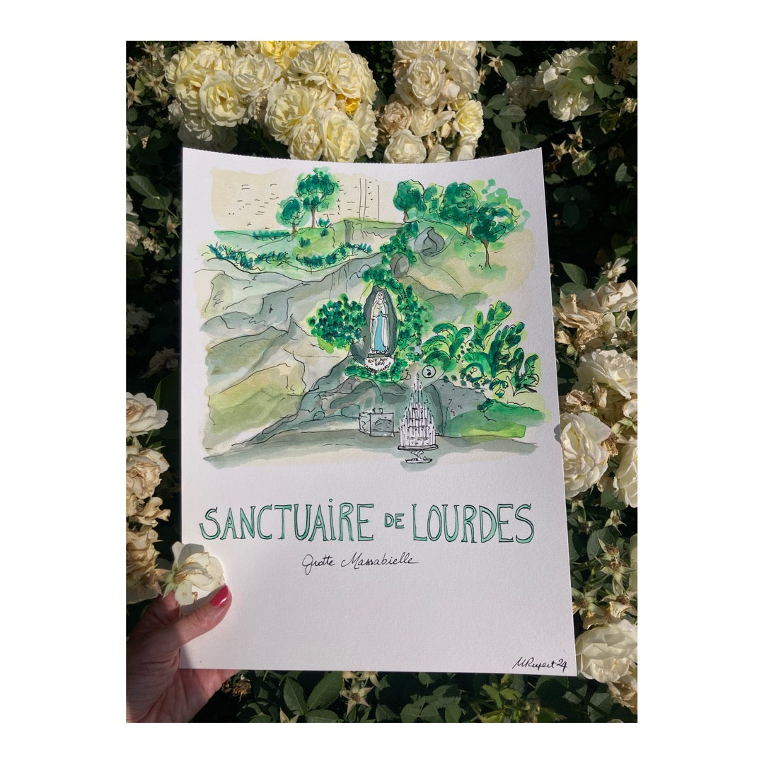 Original drawing of Sanctuary of Lourdes, Francia