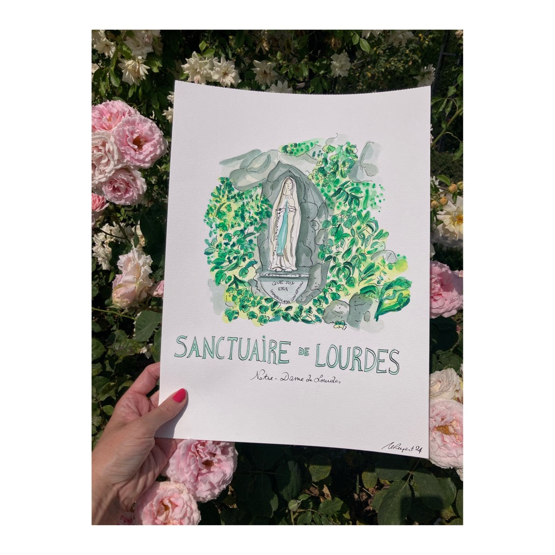 Original drawing of Sanctuary of Lourdes, Francia