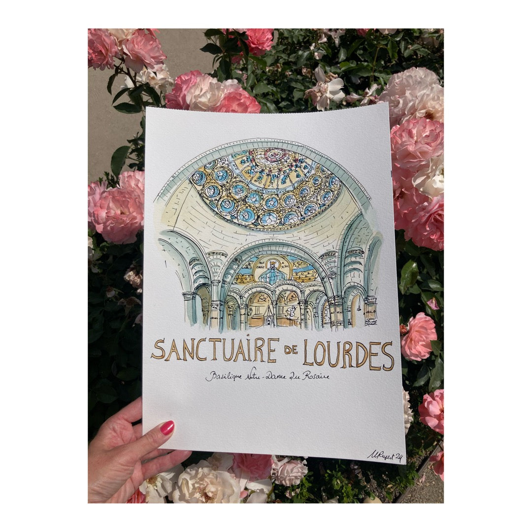 Original drawing of Sanctuary of Lourdes, Francia
