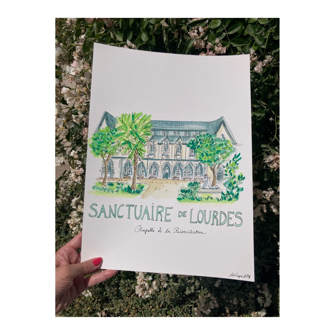Original drawing of Sanctuary of Lourdes, Francia