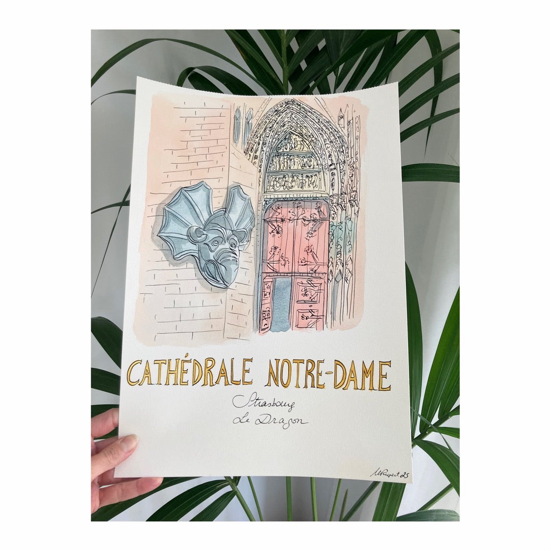 Original drawing of Strasbourg, Cathédrale