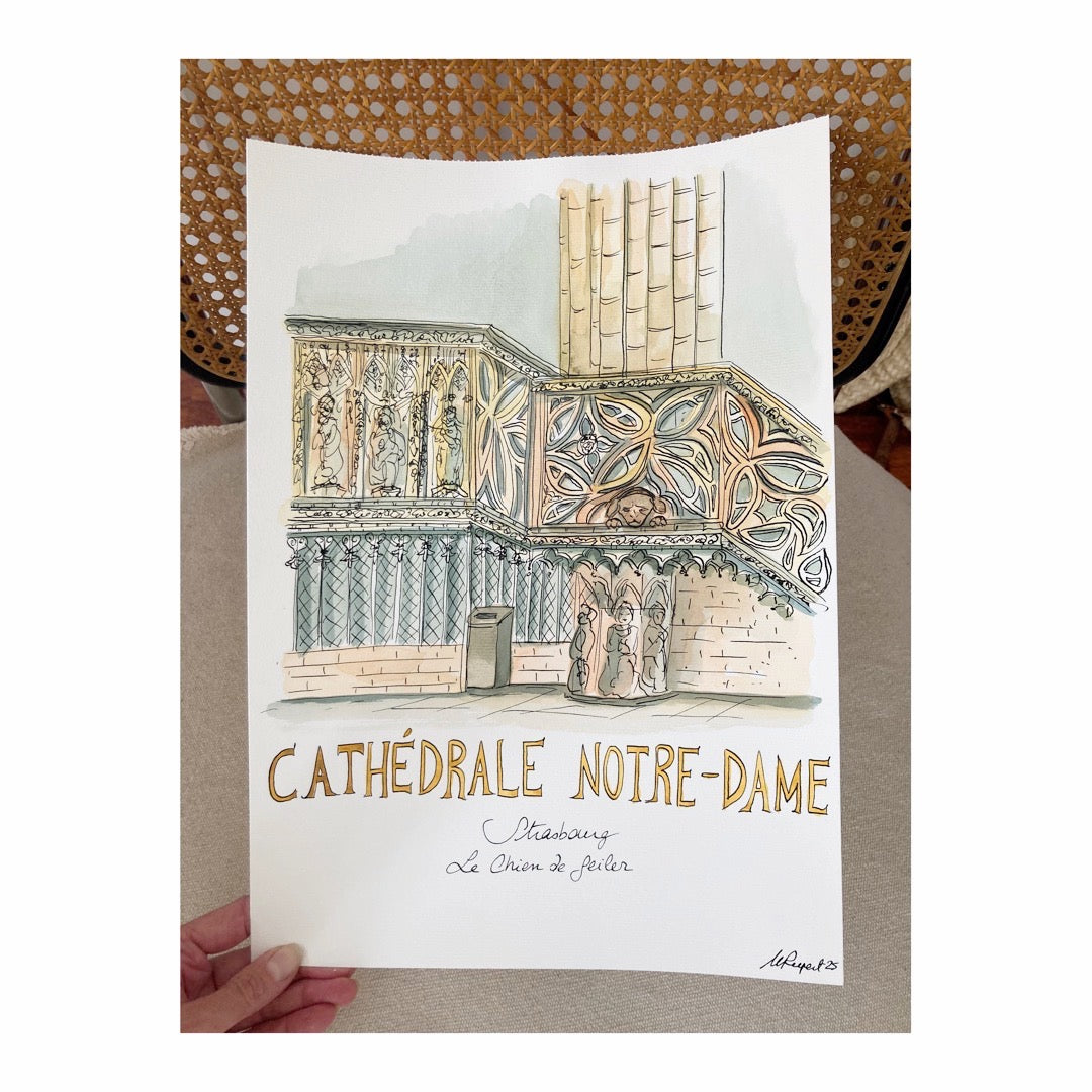 Original drawing of Strasbourg, Cathédrale