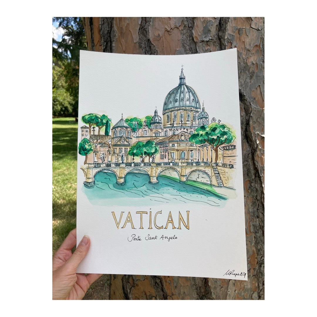 Original drawing of Vatican, Ponte San Angelo