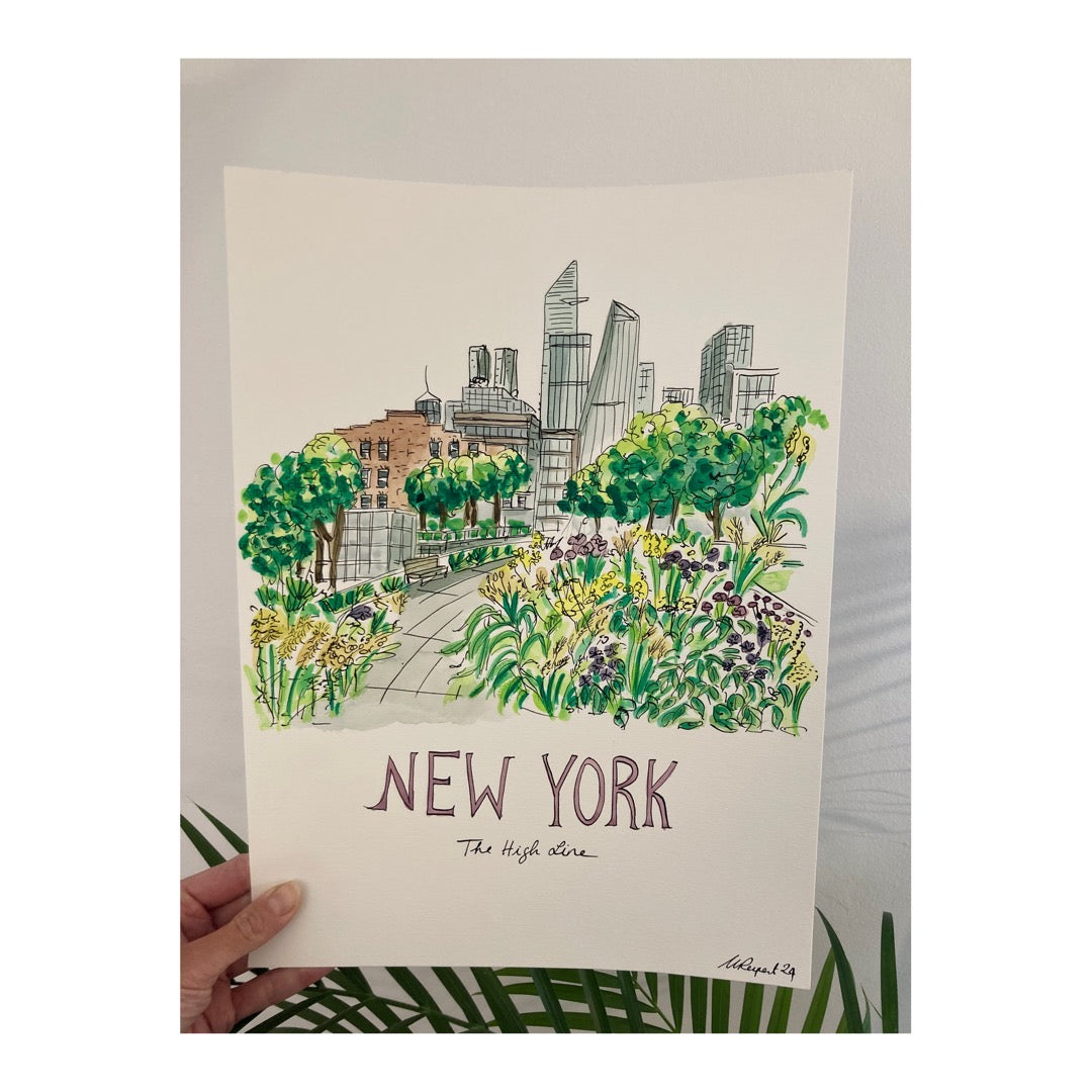 Original drawing of New York City, High Line
