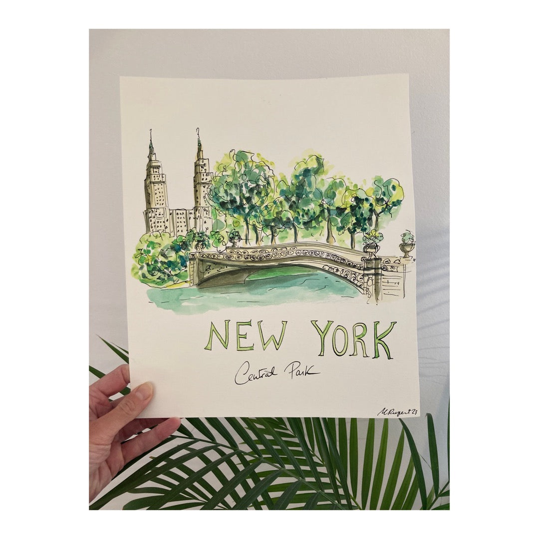 Original drawing of New York City, Central Park