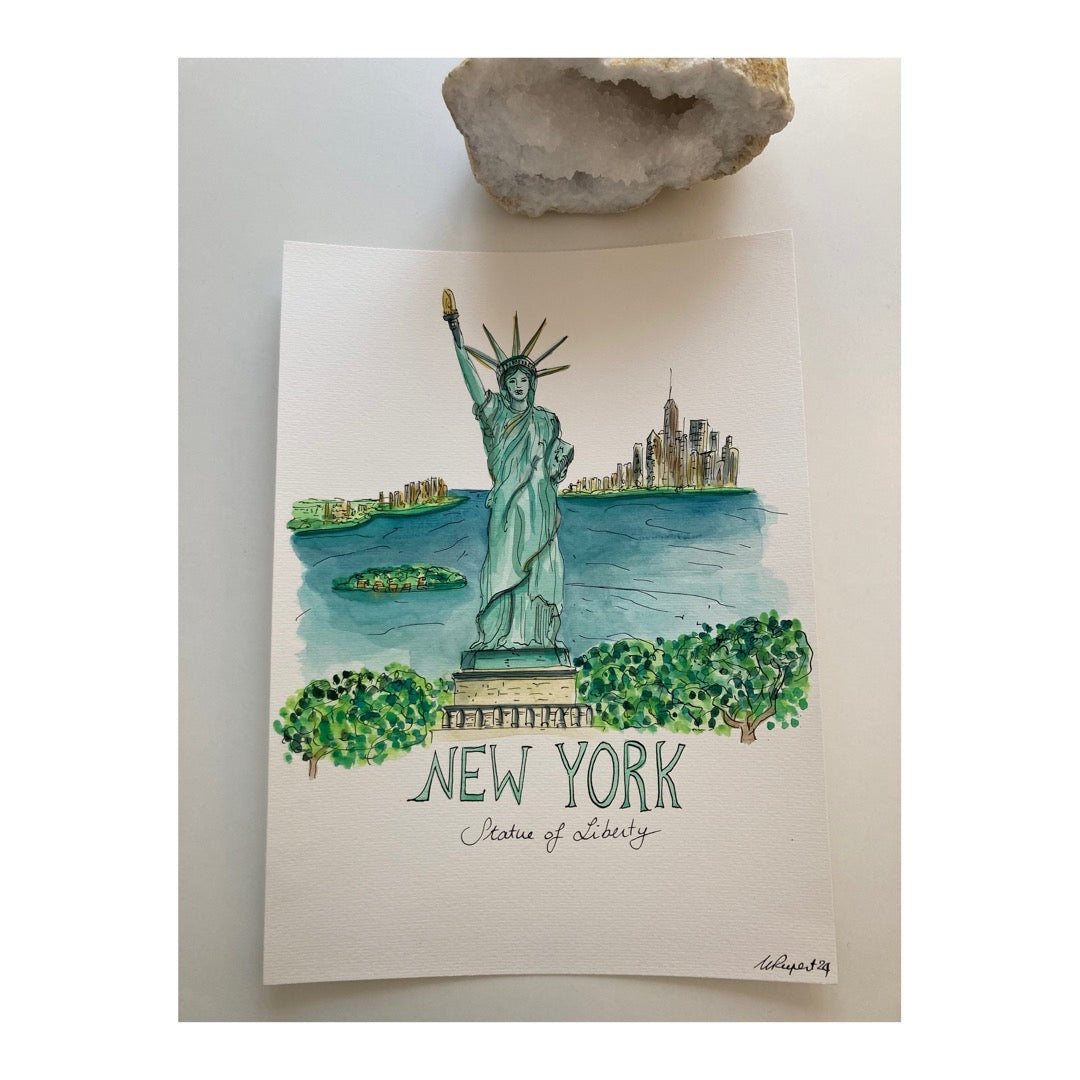 Original drawing of New York City, Statue of Liberty