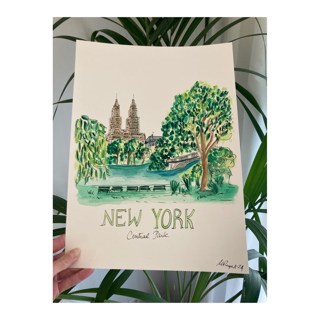 Original drawing of New York City, Central Park