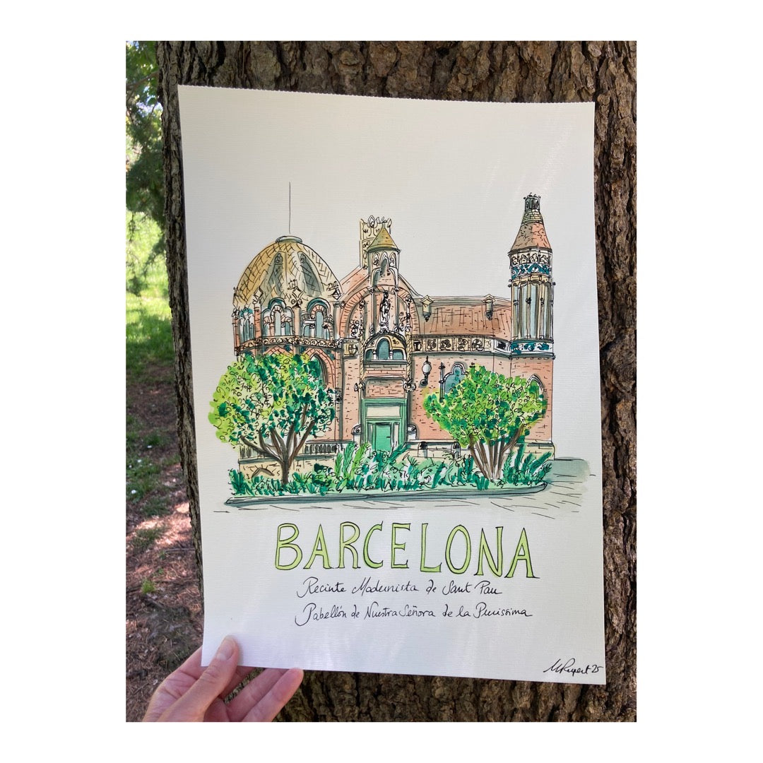 Original drawing of Barcelona, Recinte Modernista de Sant Pau