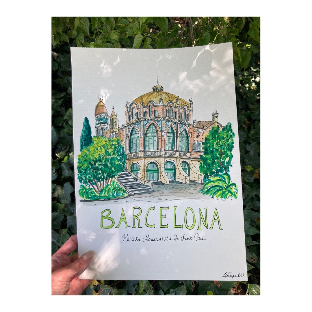 Original drawing of Barcelona, Recinte Modernista de Sant Pau