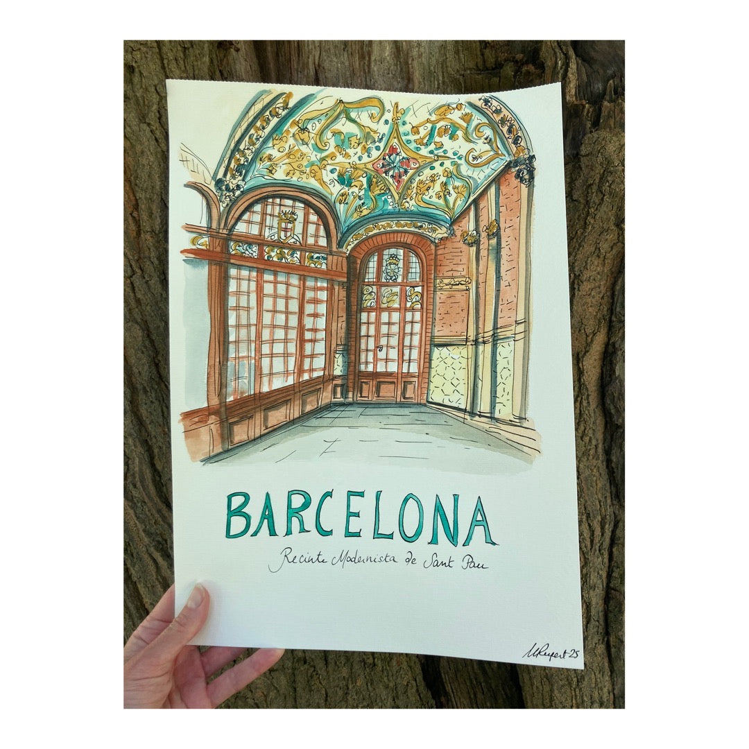 Original drawing of Barcelona, Recinte Modernista de Sant Pau