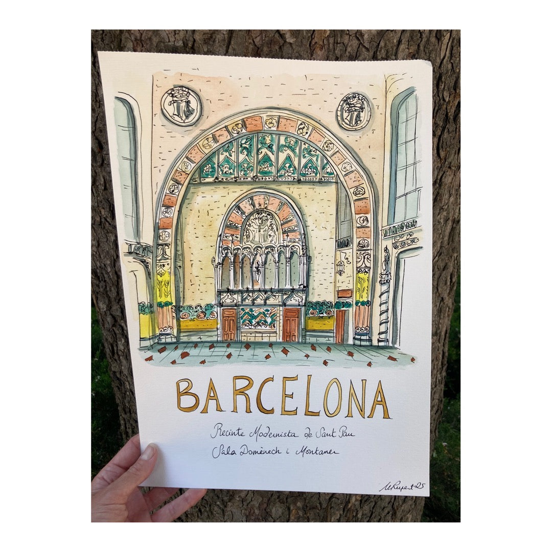Original drawing of Barcelona, Recinte Modernista de Sant Pau