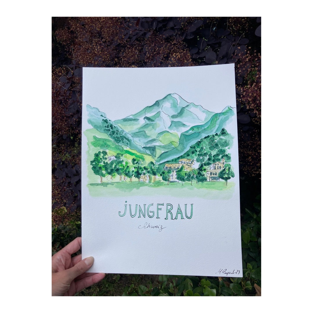 Original drawing of Mountain, Jungfrau