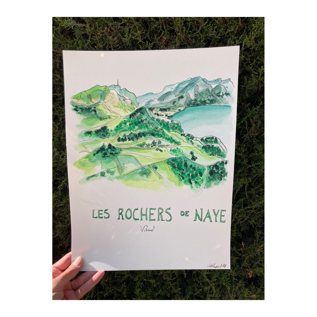 Original drawing of Mountain, Les Rochers de Naye