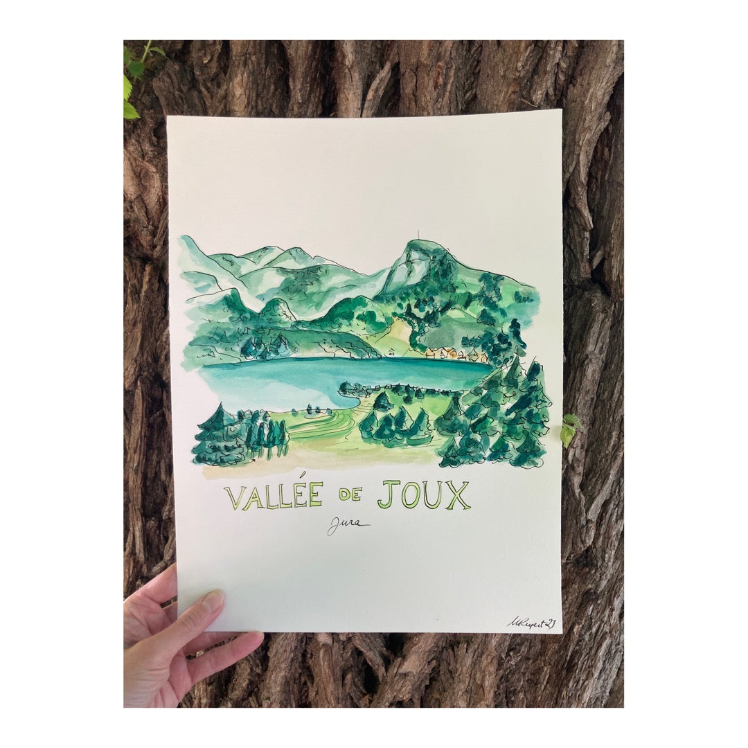Original drawing of Mountain, Vallée de Joux, Jura