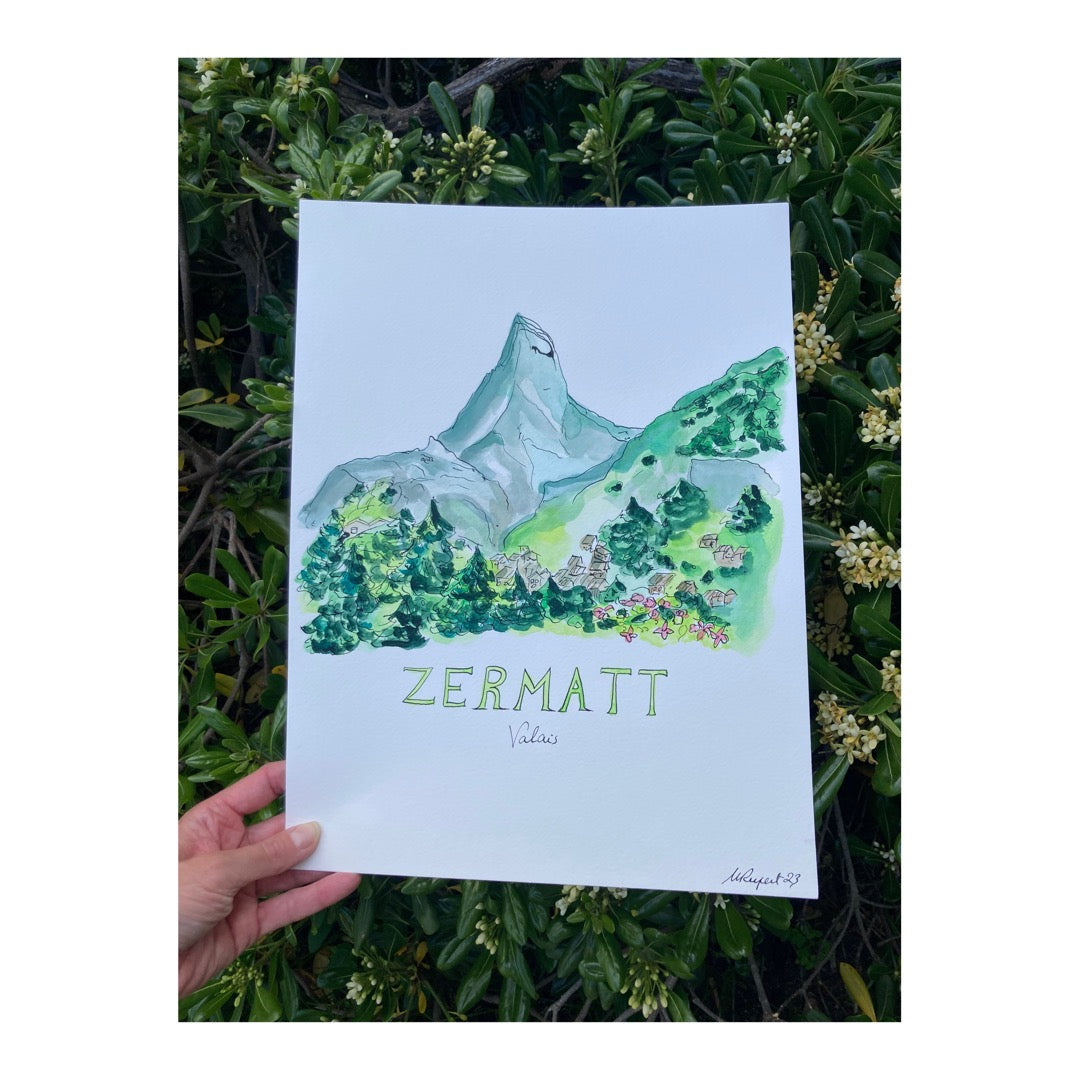Original drawing of Mountain, Zermatt, Valais