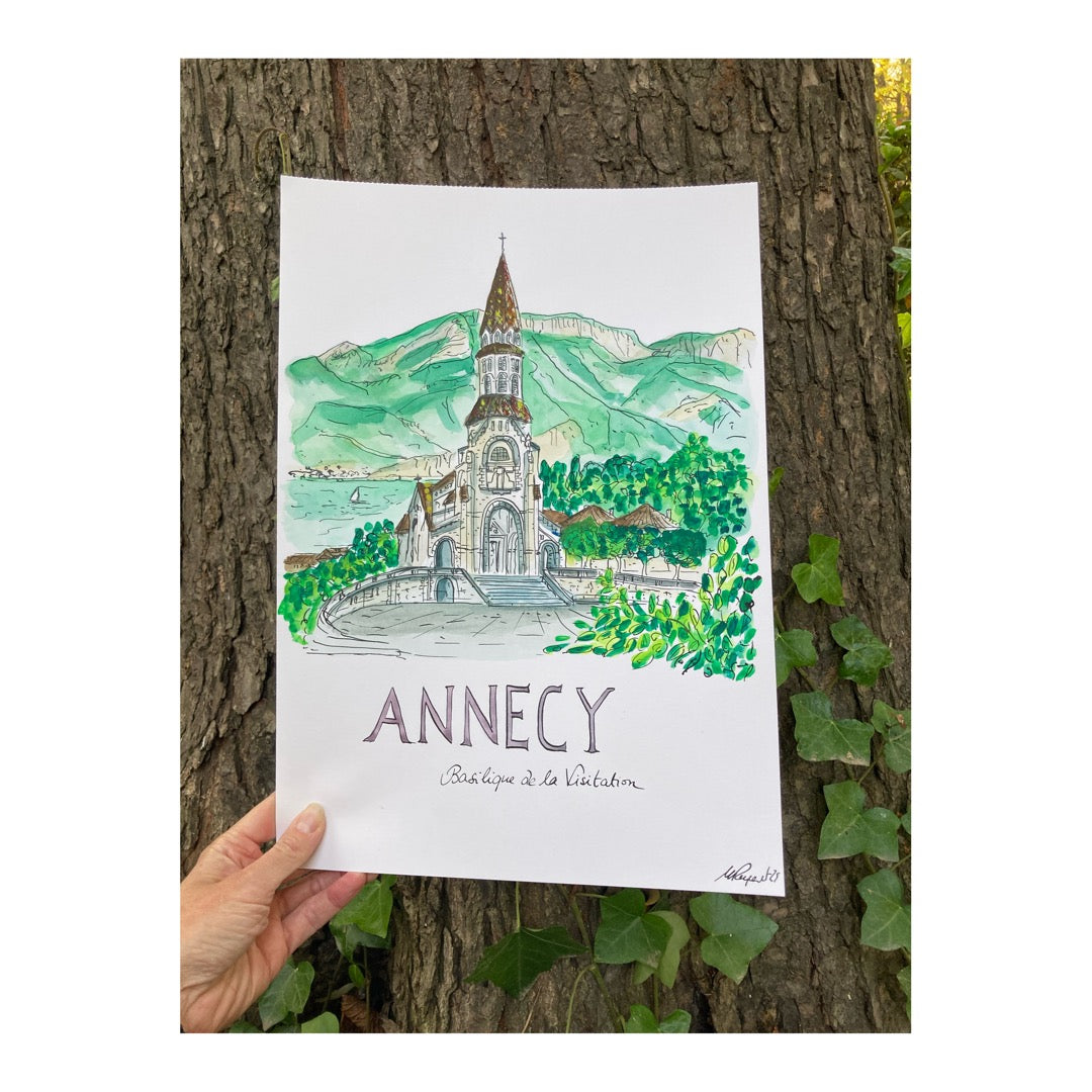 Original drawing of Annecy, Basilique de la Visitation