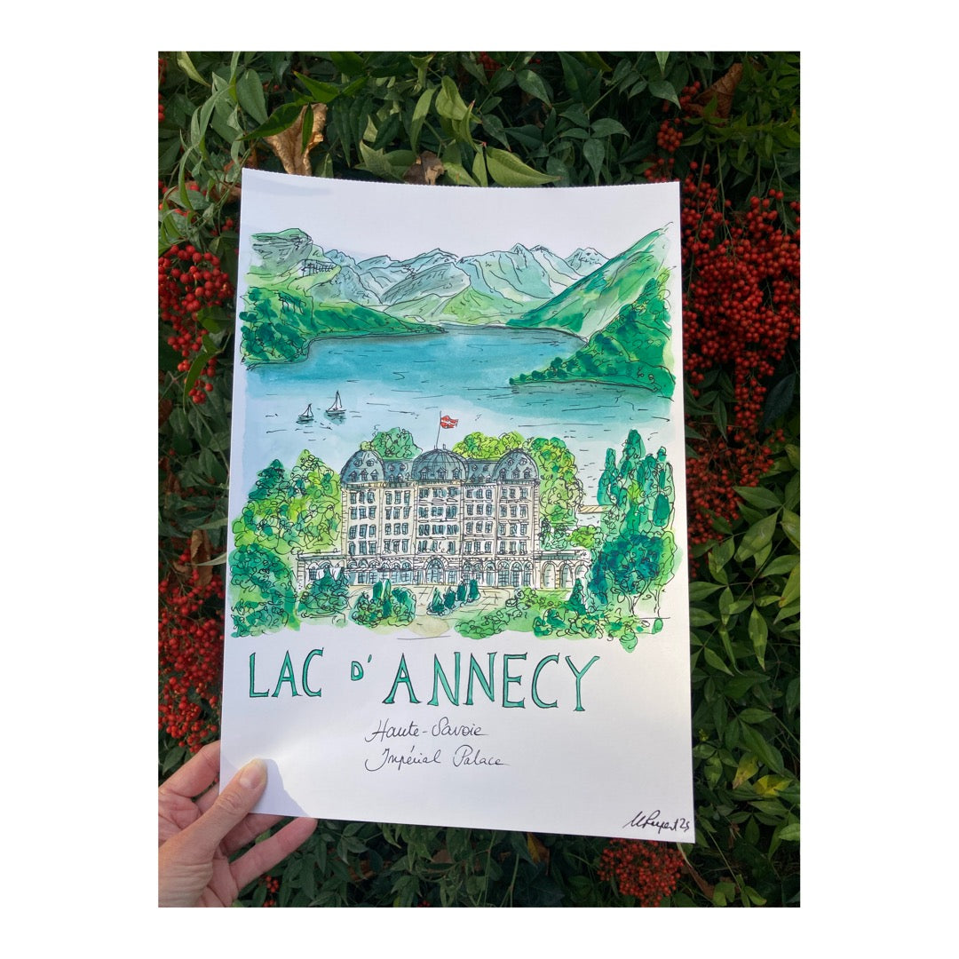 Original drawing of Lac d'Annecy, Impérial Palace