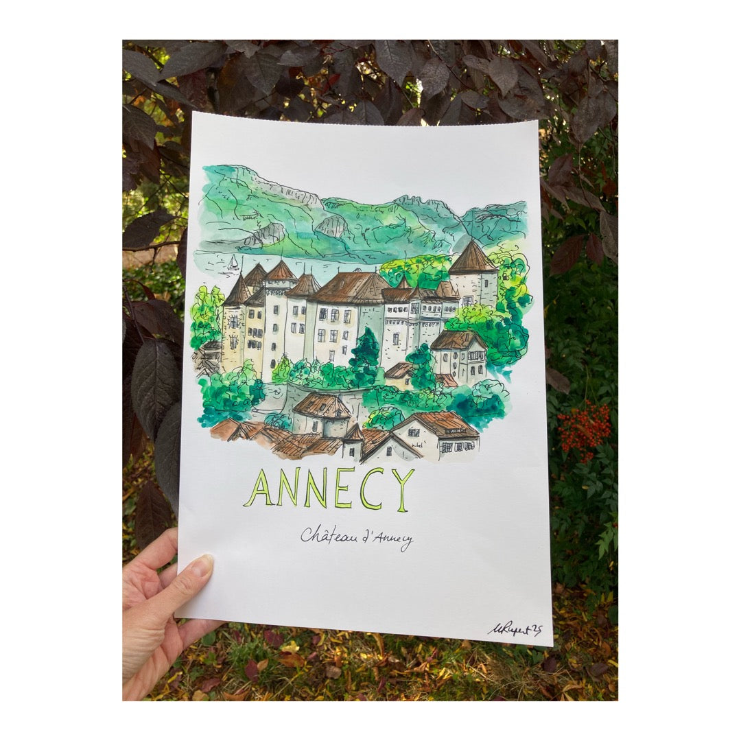 Original drawing of Annecy, Château d'Annecy