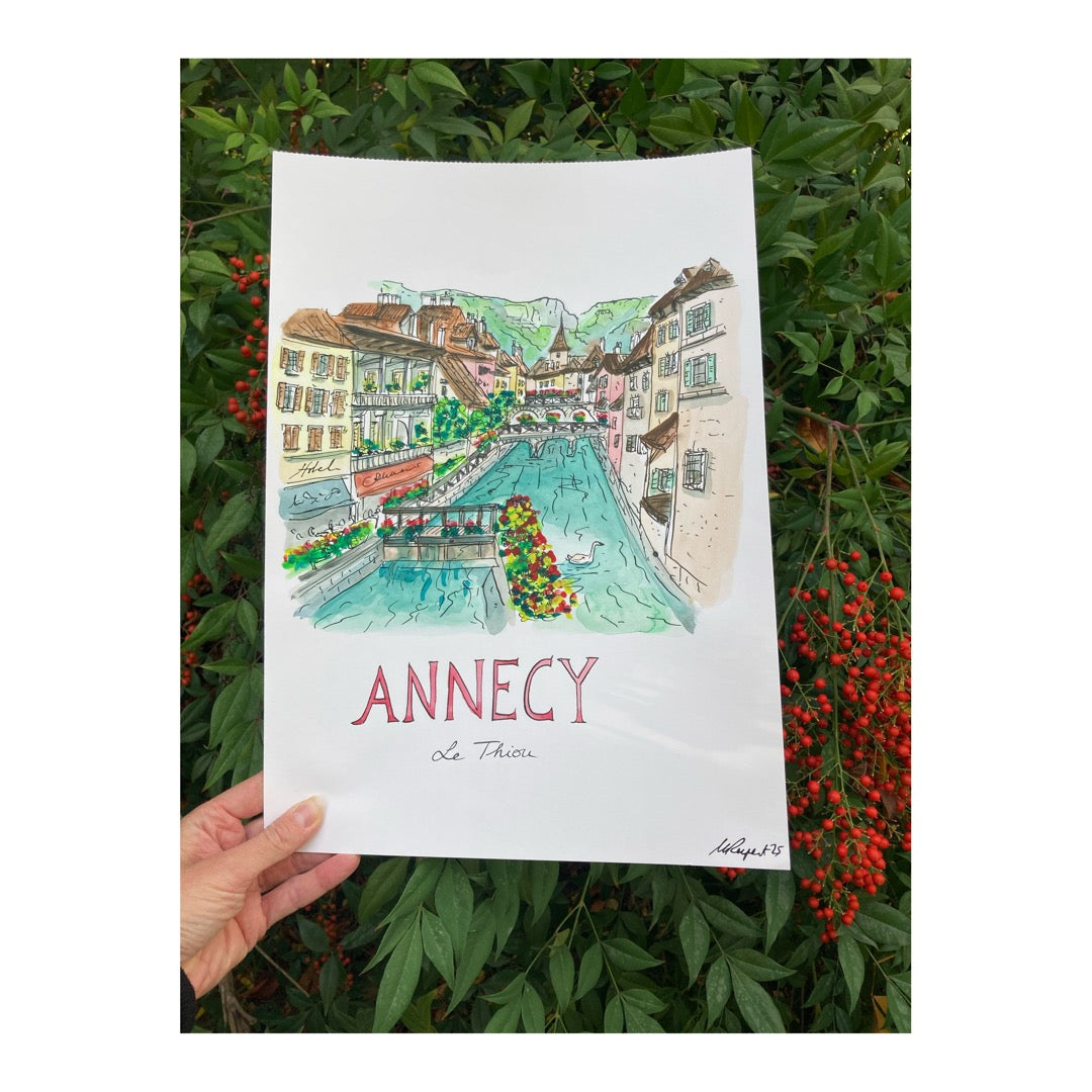 Original drawing of Annecy, Le Thiou