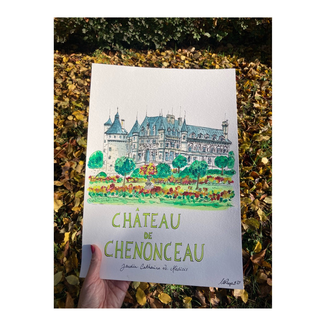 Original drawing of Castle of Chenonceau