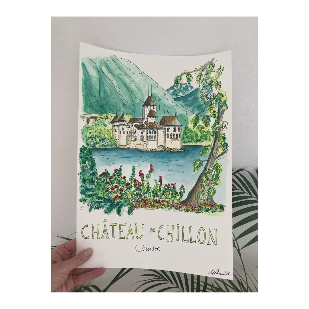 Original drawing of Château de Chillon, Switzerland