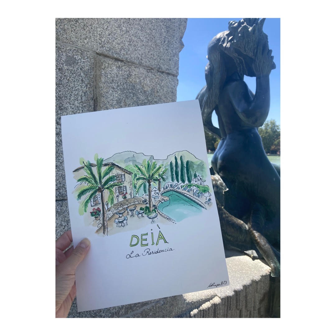 Original drawing of Mallorca Deià, La Residencia Belmond Hotel