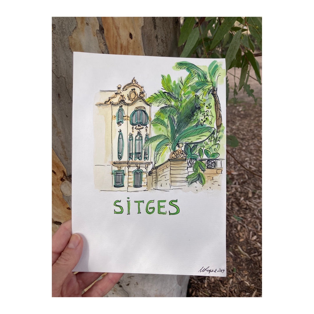 Original drawing of Sitges, Costa Dorada