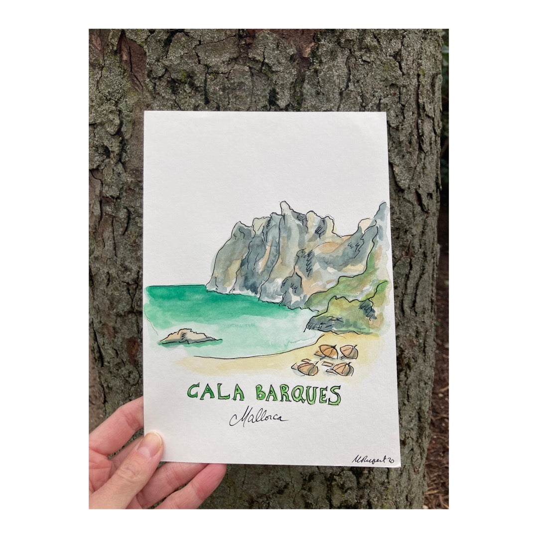 Original drawing of Cala Barques, Mallorca