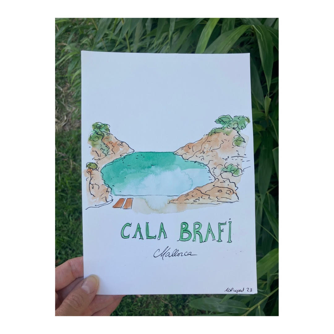 Original drawing of Mallorca, Cala Brafi, Portocolom