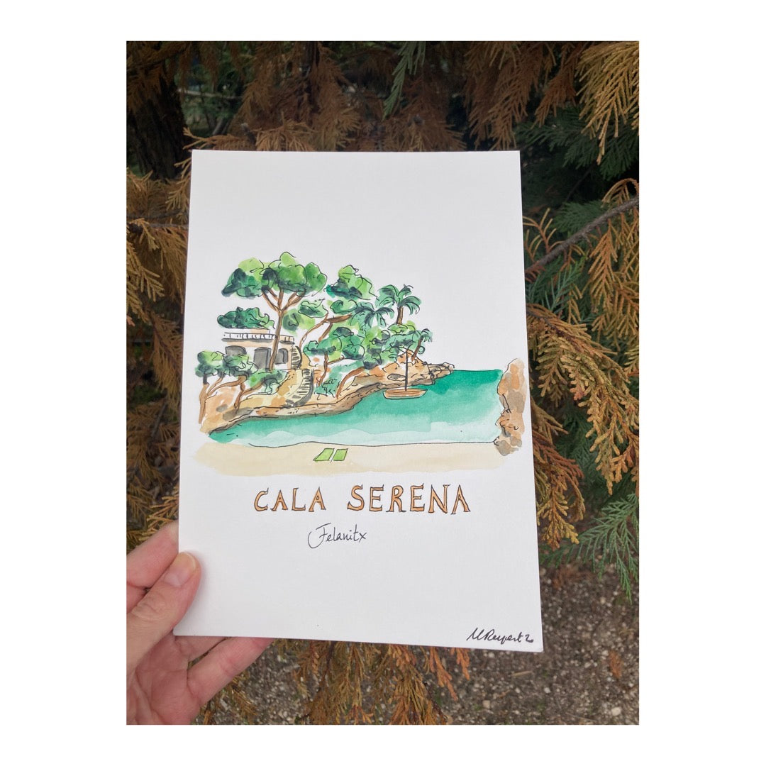 Original drawing of Cala Serena, Mallorca