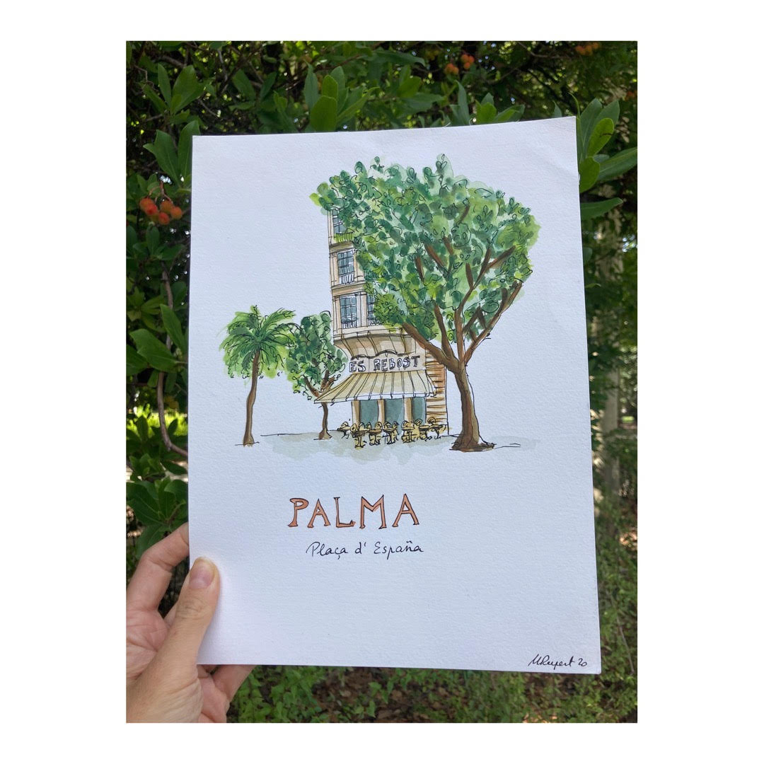 Original drawing of Mallorca, Plaza de España
