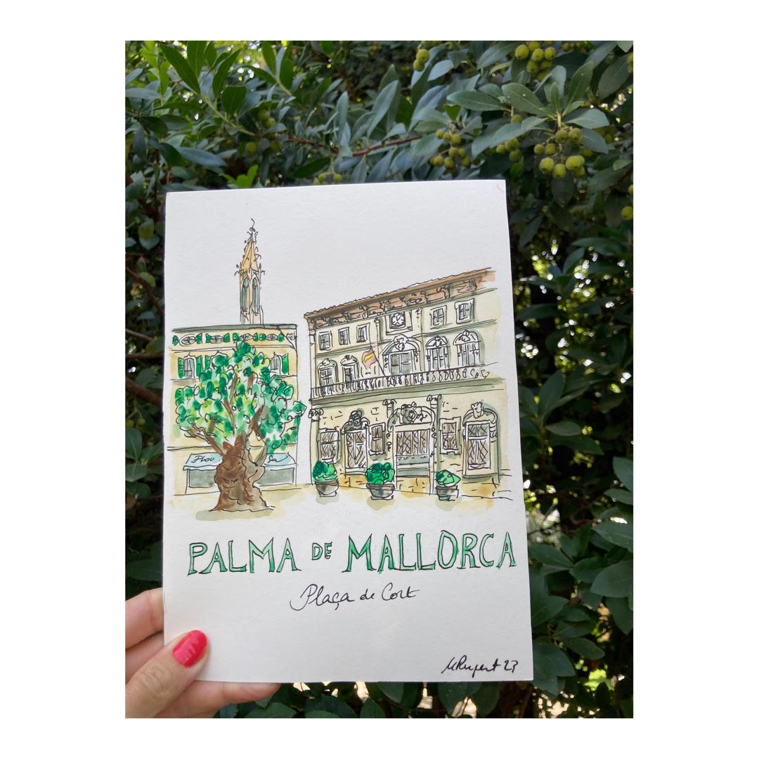 Original drawing of Mallorca Palma, Plaça de Cort