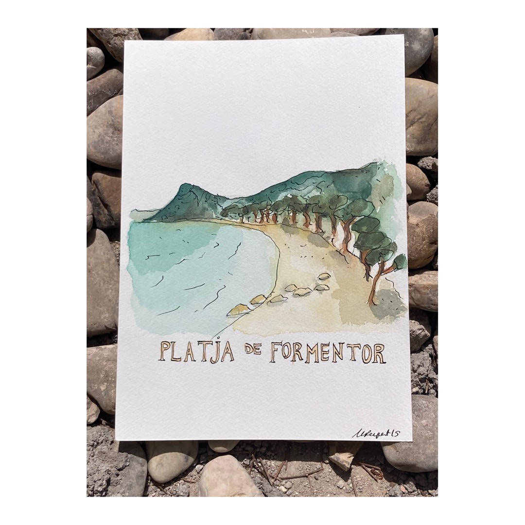 Original drawing of Mallorca, Platja de Formentor
